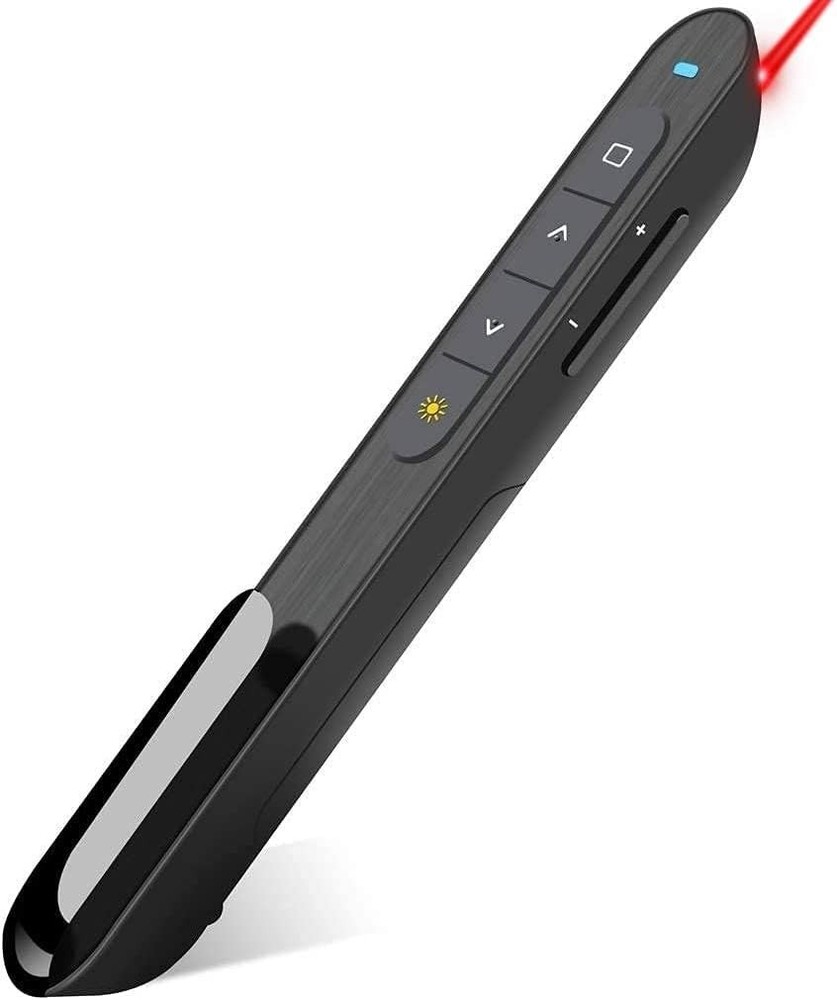 Compact PowerPoint Remote with Hyperlink Function & Long Wireless Range in Red