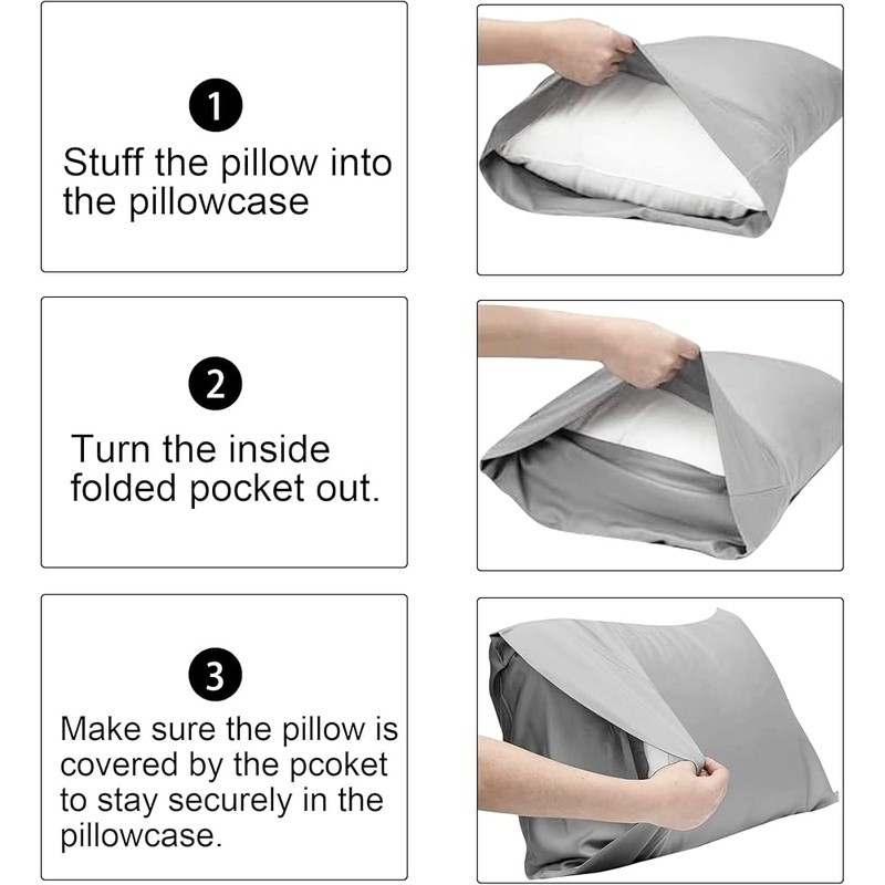 Microfiber King Pillowcases 20x36 Inch Envelope Closure Soft Durable 2 Pack New