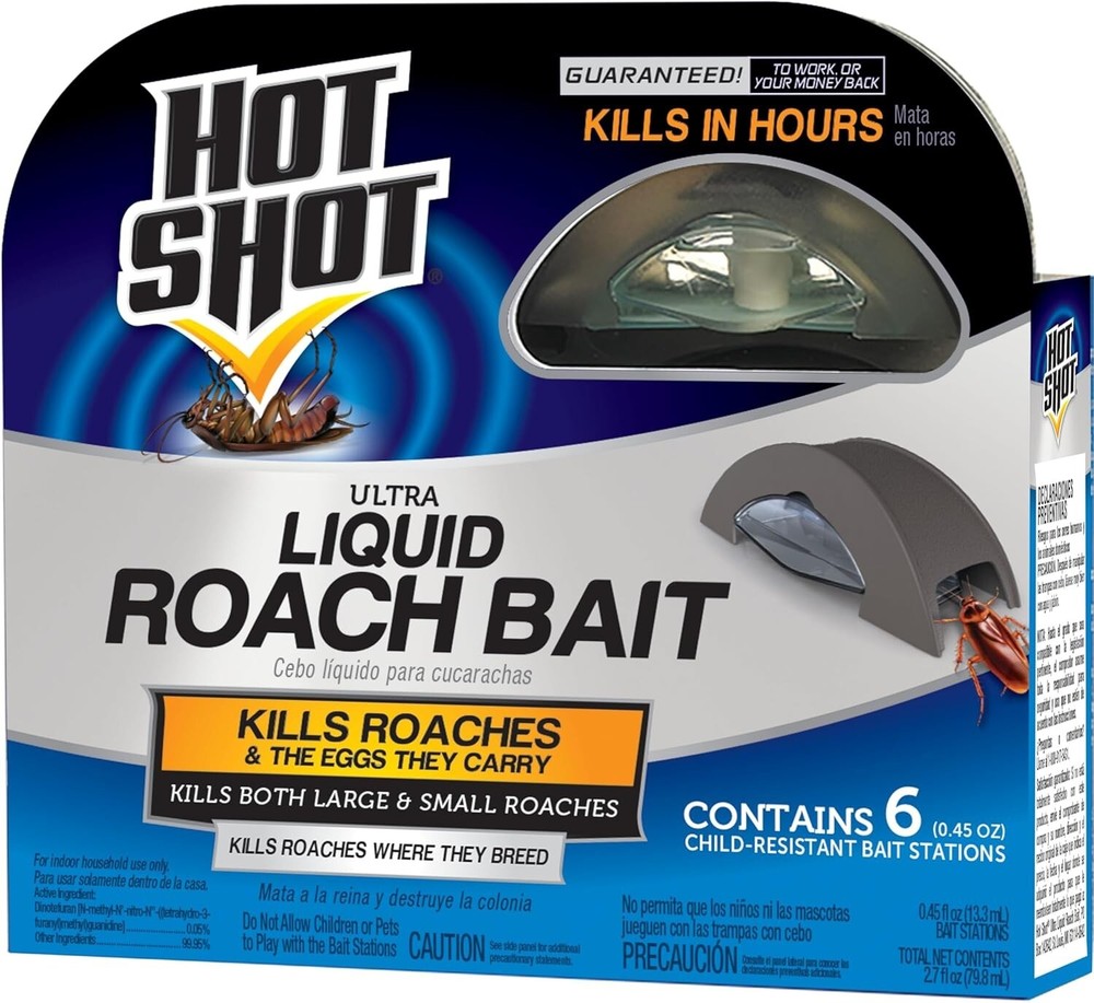 Hot Shot Ultra Liquid Roach Bait - 6 Count - Kills Roaches Fast!!