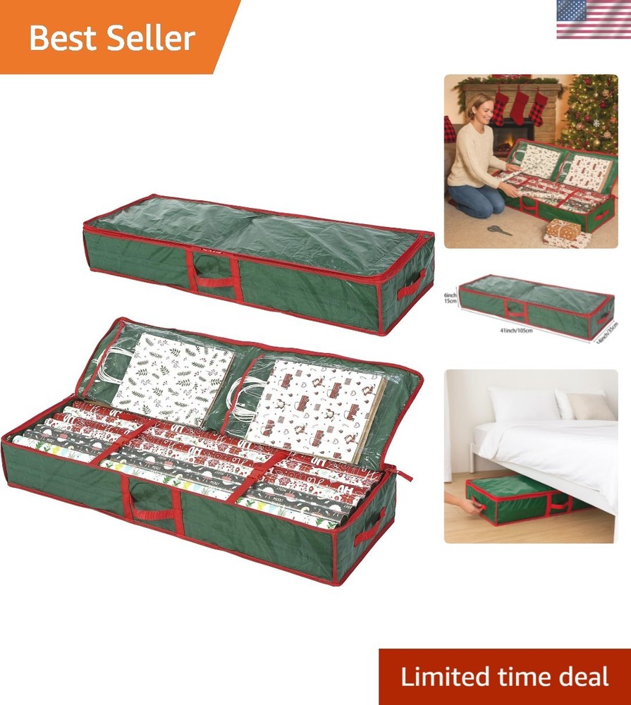 Wrapping Paper Storage Container, Water-Resistant & Space-Saving - Green