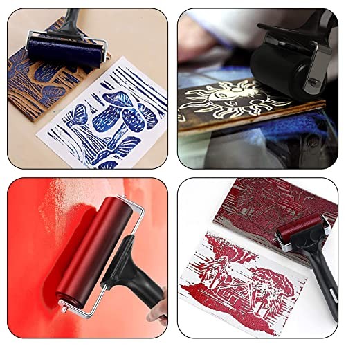 3 Pack Brayer Rollers for Crafting, Vinyl Rubber Roller Brayers, Printmaking