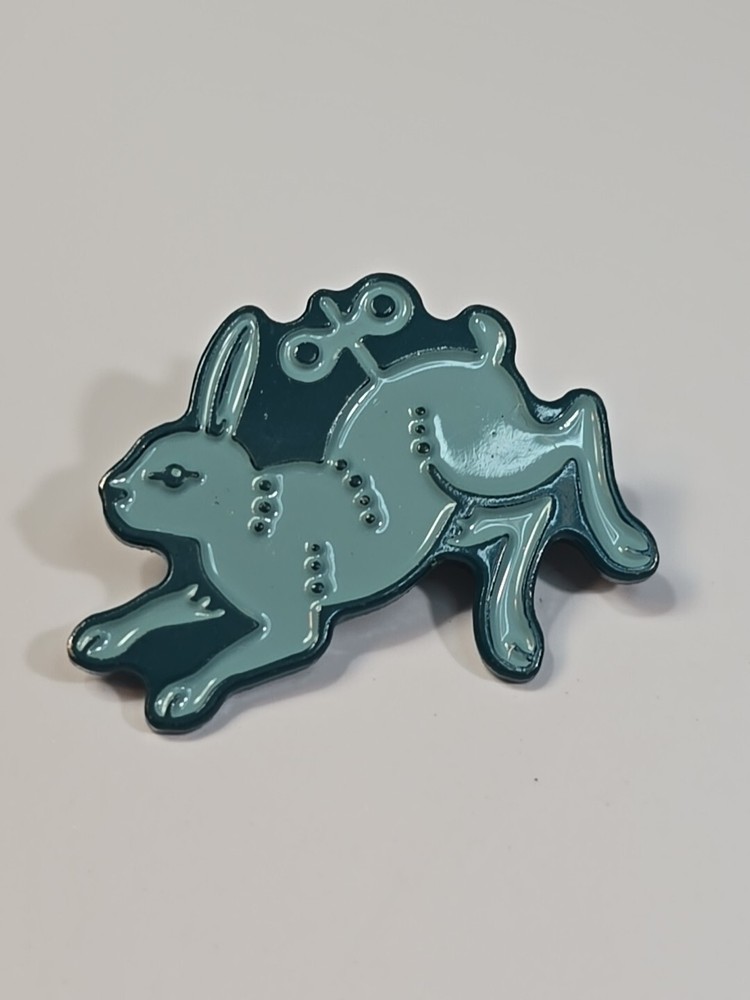 Blue Bunny Rabbit With Wind Up Key Lapel Pin