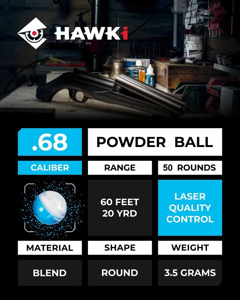 Hawki Paintball Training Powder Balls .68 Caliber 50 count
