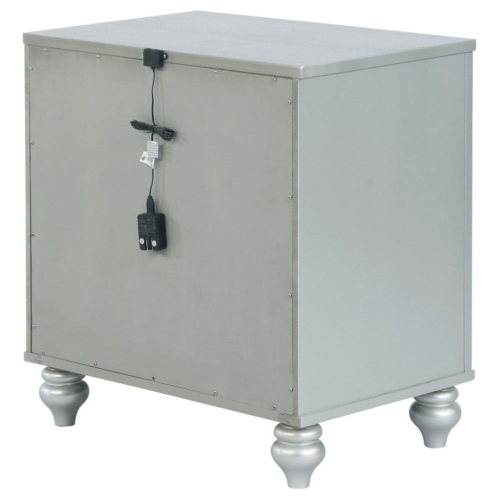 Silver Metallic 2-drawer Nightstand