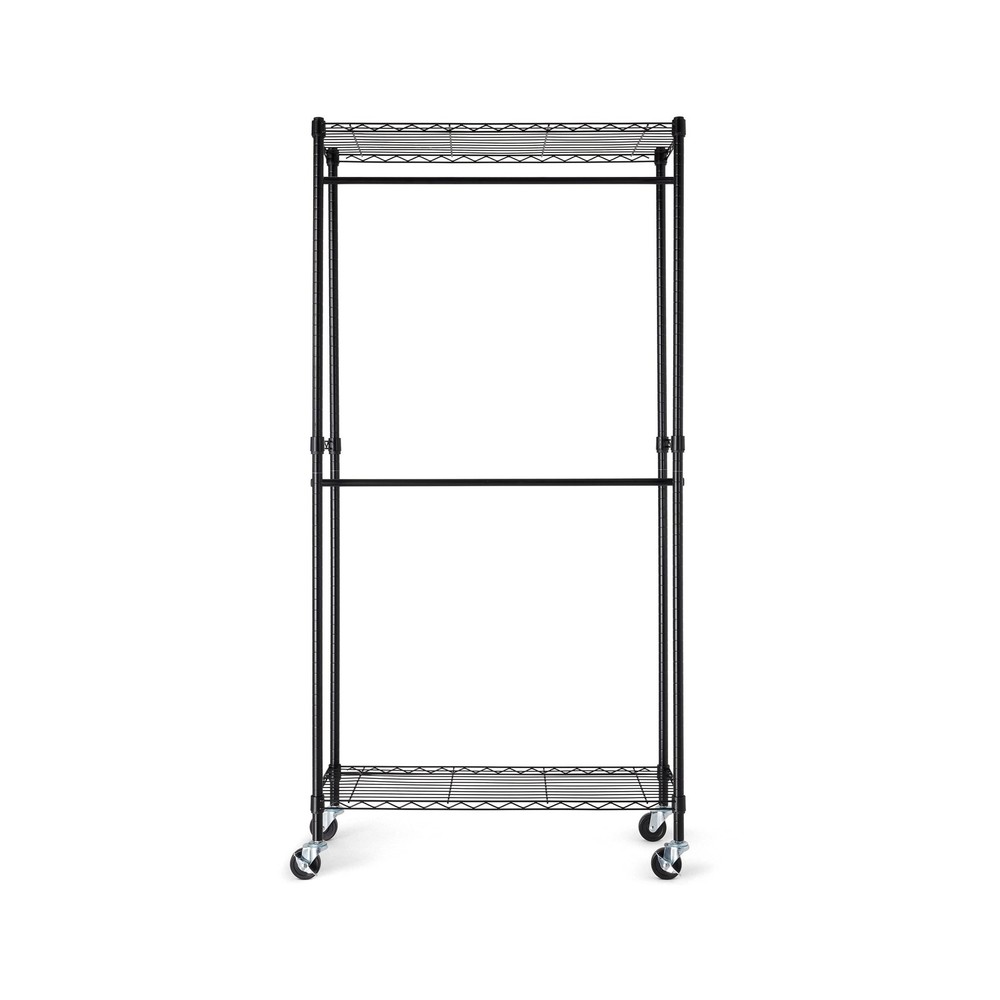 Amazon Basics Adjustable Double Rod Rolling Garment Rack, Hangi... USA FAST SHIP