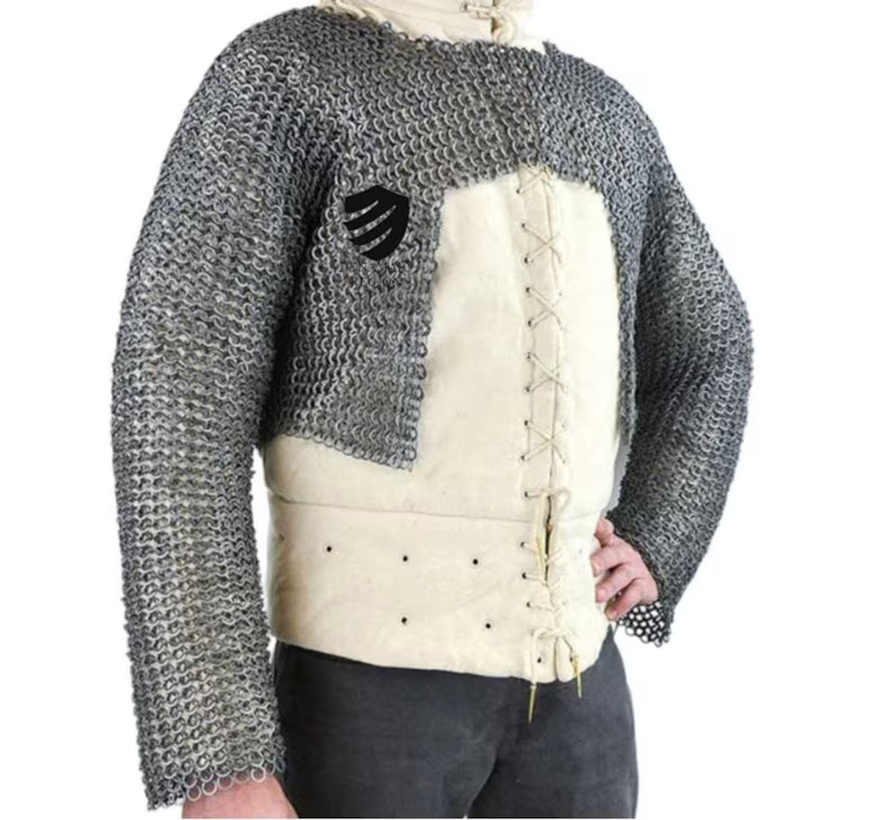 Medieval Chainmail Shirt: 9MM Flat Ring Riveted Full Sleeve Armor