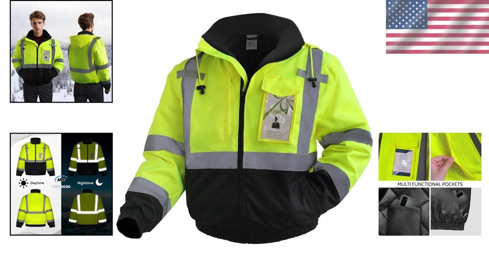 Class 3 High Vis Jacket XL, Waterproof Reflective Coat