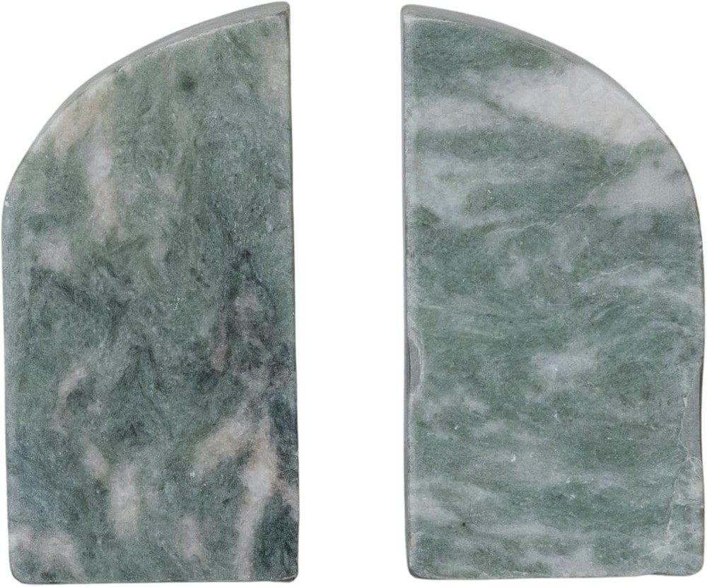 Half Arch Marble Bookends Green