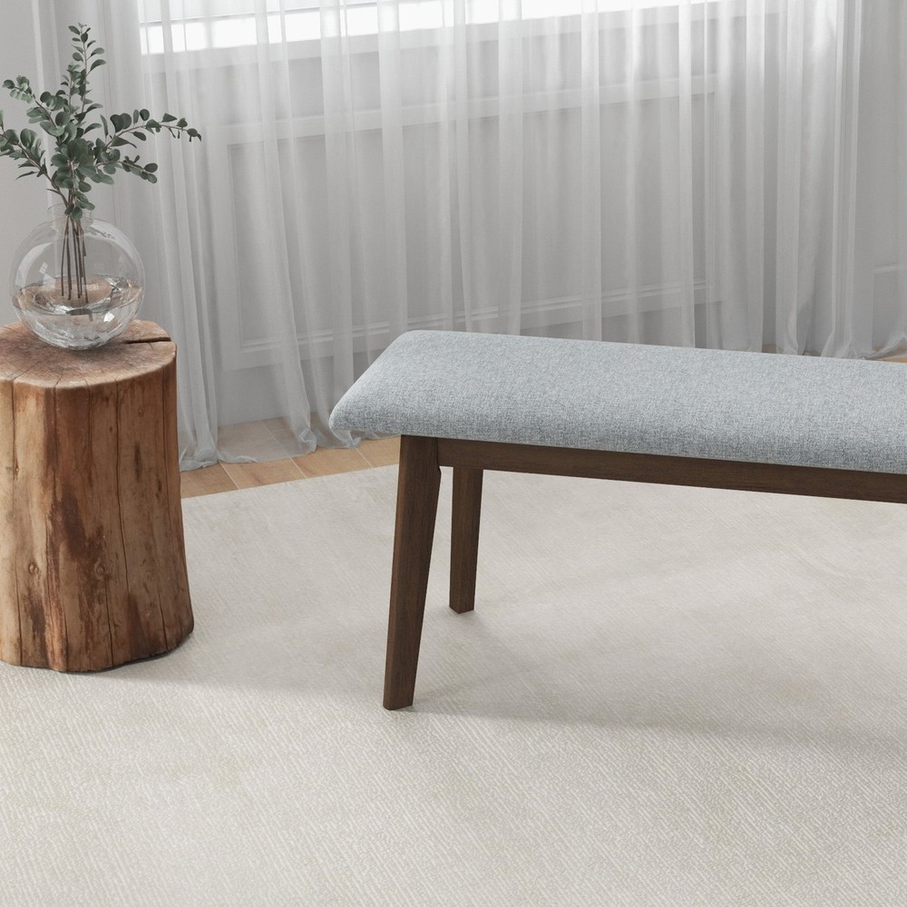 Fabric Upholstered Solid Wood Bench, Padded Storage Bench for Entryway