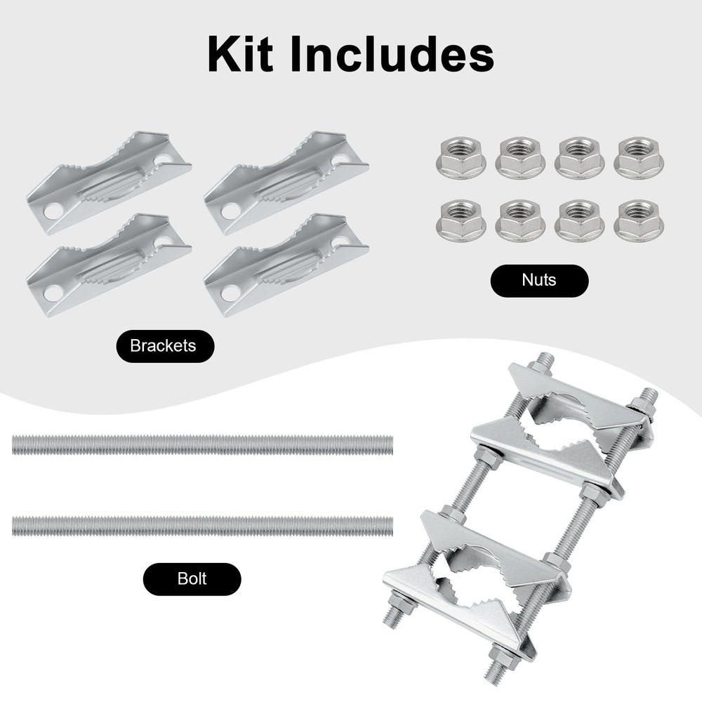 Double Antenna Mast Clamp Heavy Duty Galvanized Iron Mount 6 Pack
