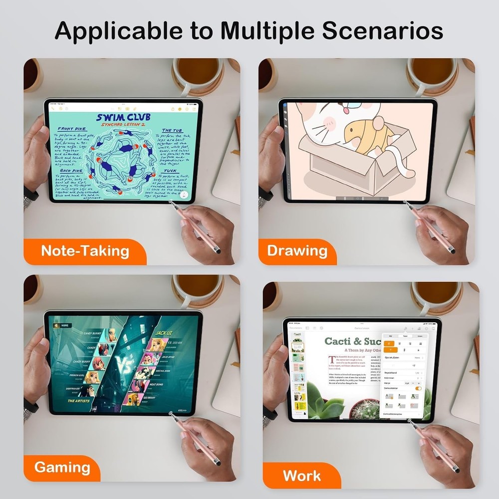 Ergonomic 3-Pack Stylus Pens for iOS & Android - Scratch Resistant & Comfortable