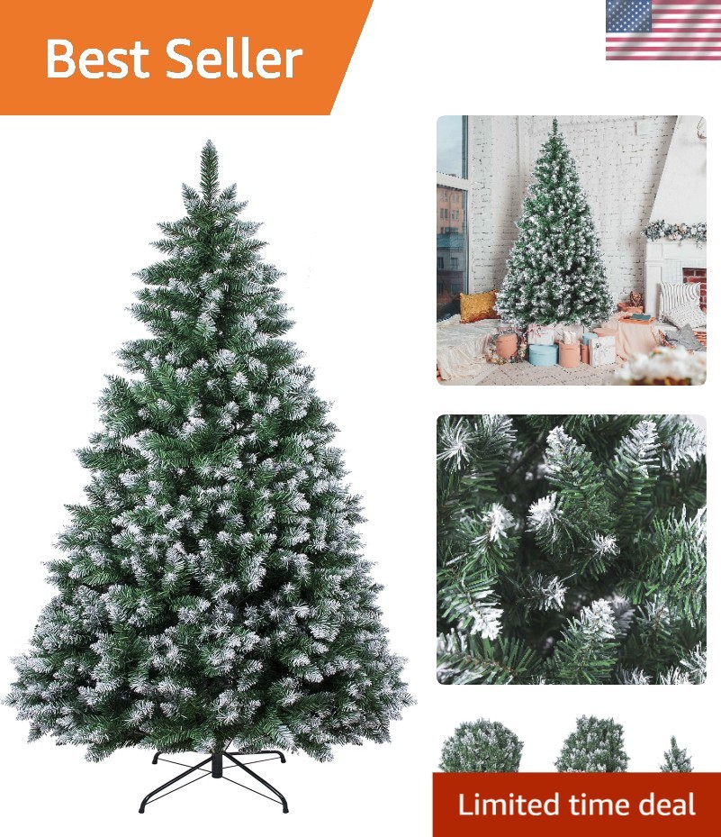 7.5FT Snow Flocked Artificial Christmas Tree with 1800 Tips - Easy Assembly