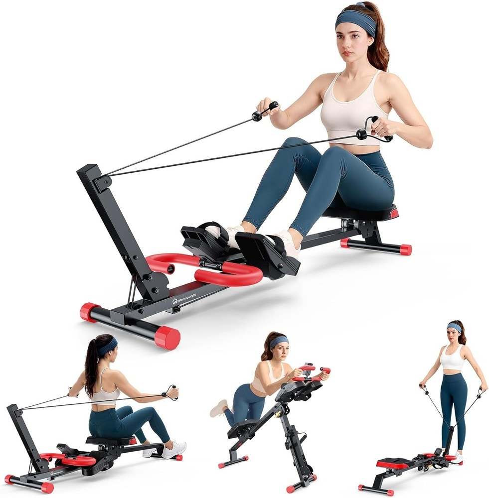 WARMOUNTS Rowing Machine, 4 in 1 Adjustable Ab Machine with 4 Level... Fast Ship