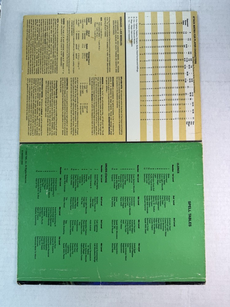 Advanced Dungeons & Dragons PLAYERS REFERENCE SCREEN Blue Wizard TSR # 9146 1985