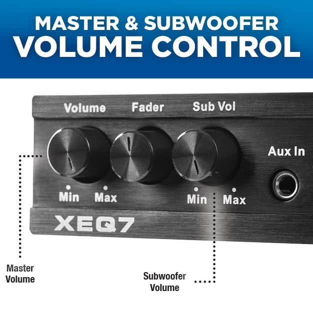 7-Band XEQ7 Graphic Equalizer with Front 3.5mm Aux Input, Dual RCA Inputs, Su...