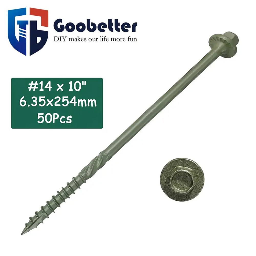 Heavy-Duty Green Timber Structural Wood Screws with Hex Socket 14*8" Extra Long