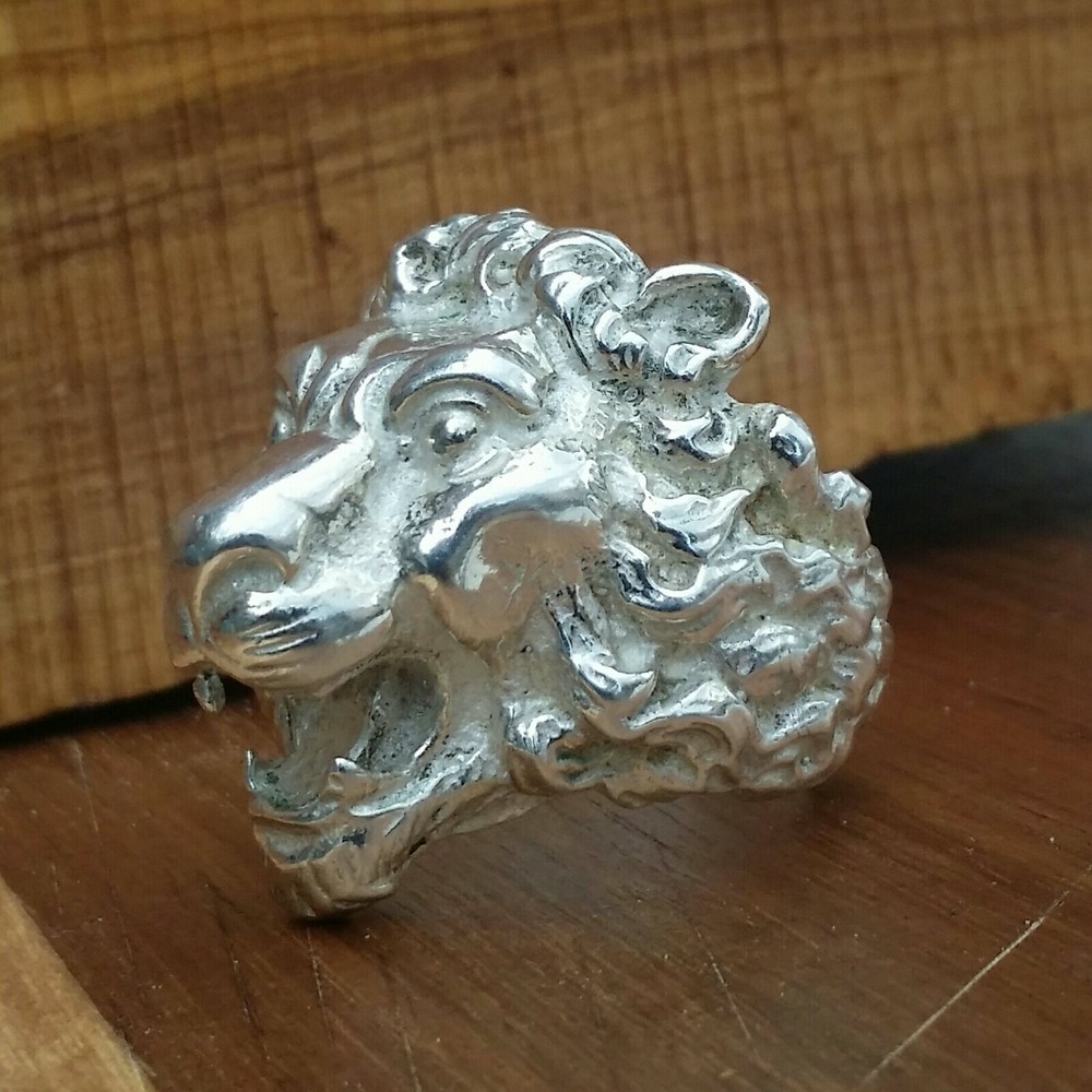 925 MENS SILVER RING SEAL LION SOLID HEAD