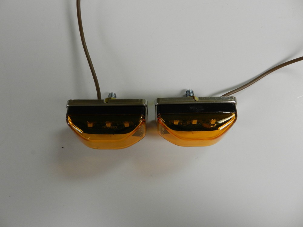 (2) LED Light AMBER 1-1/8 x 2-1/8 stud mount Clearance marker trailer 3 diode