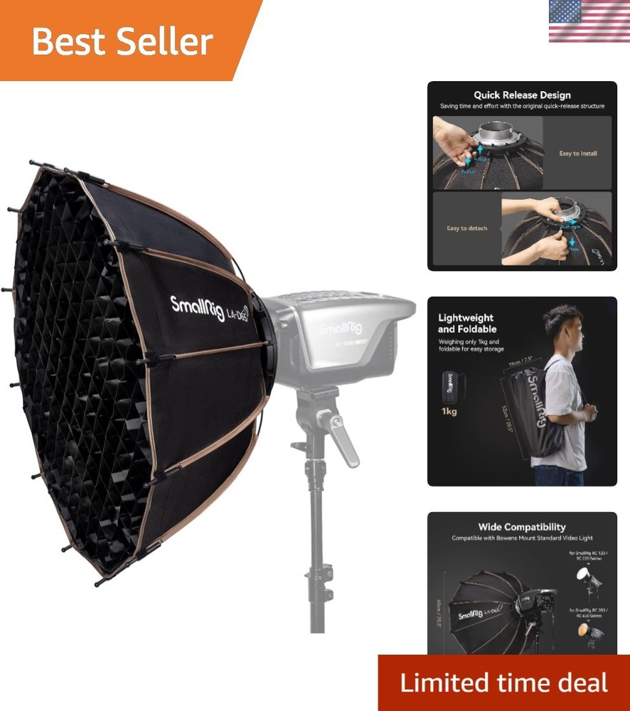 Professional 65cm Parabolic Softbox with Diffusers - Easy Quick Release Feature