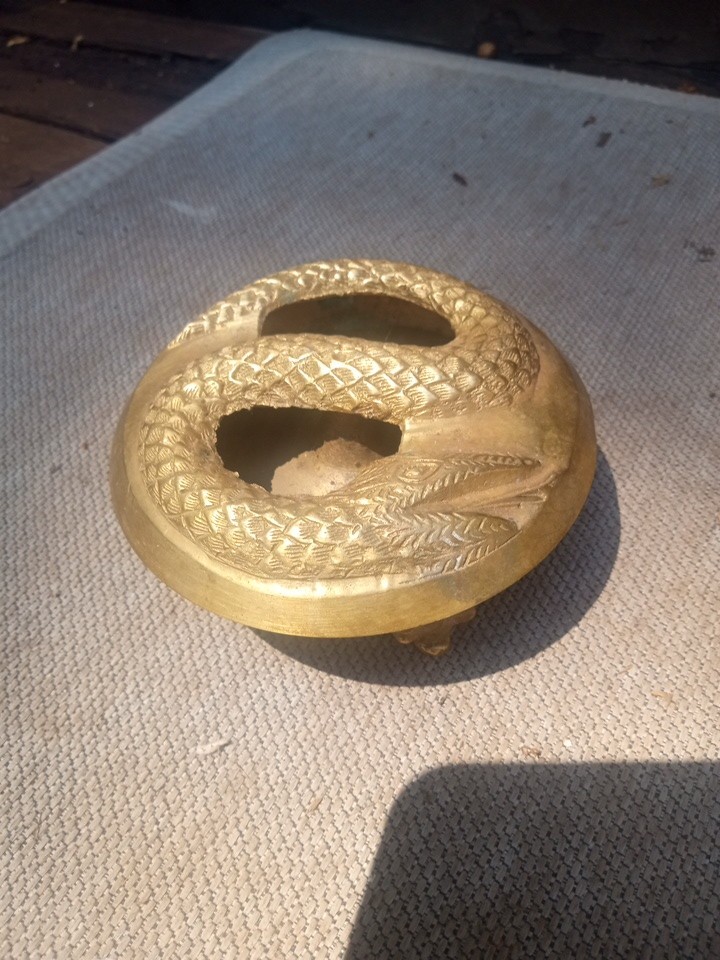 Antique Solid Brass Ashtray 3" Wide