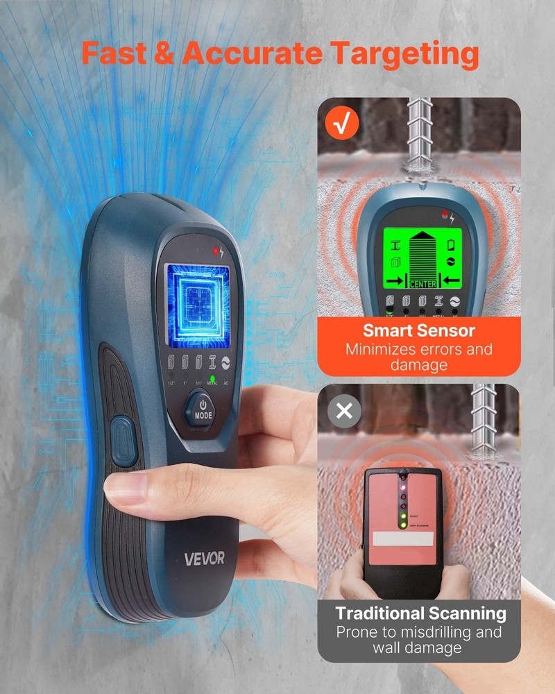 High-Definition Wall Stud Scanner Smart Tech 5 Modes Audio Edge Finding