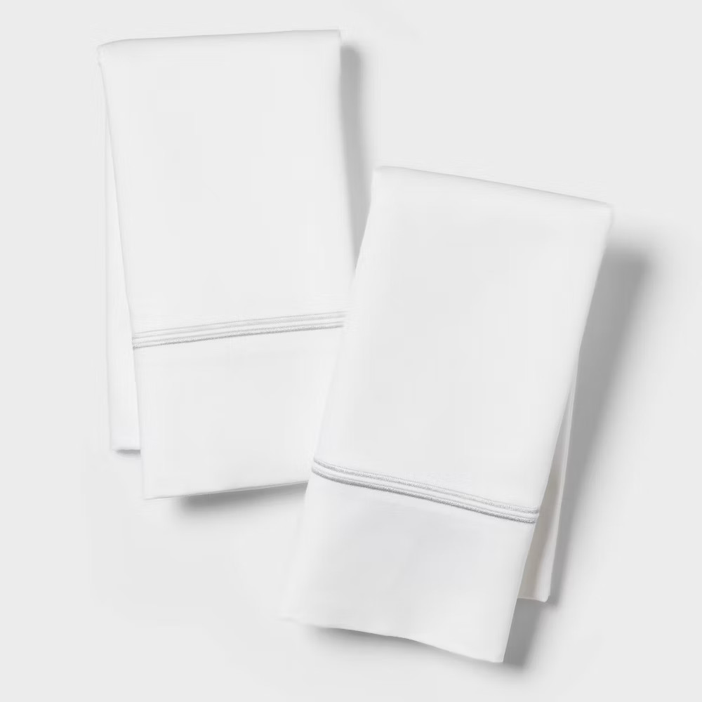 King 800 Thread Count Hotel Collection Double Barratta Pillowcase Light Gray -
