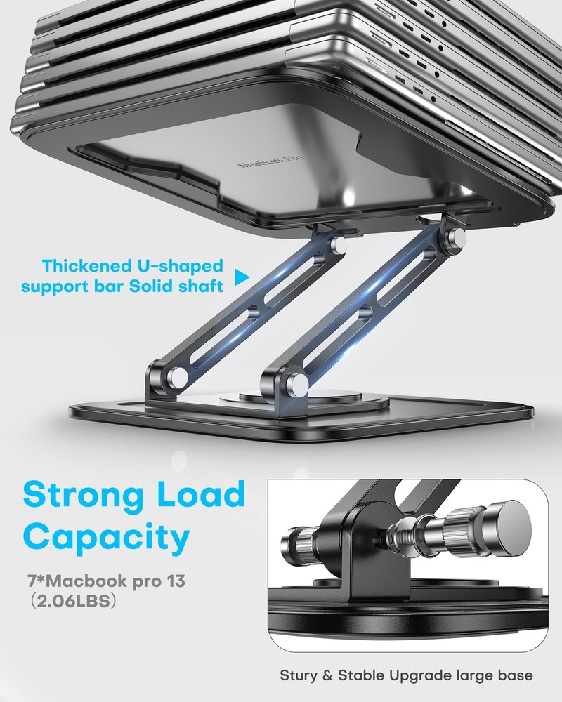 LOXP Adjustable Laptop Stand, Computer Stand with 360 Rotating Classic Black