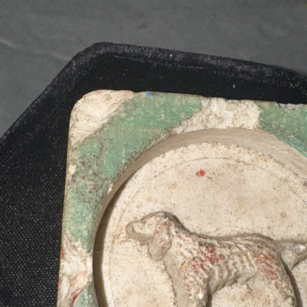 Vintage Square Thick Tile With Embossed Dog