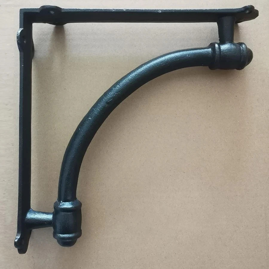 Arched Iron Shelf Bracket Black Set 2