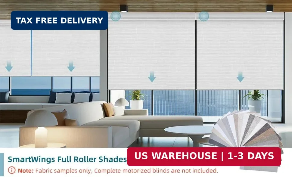 SmartWings Motorized Smart Blinds with Remote, Custom Automatic 100% Blackout Ro