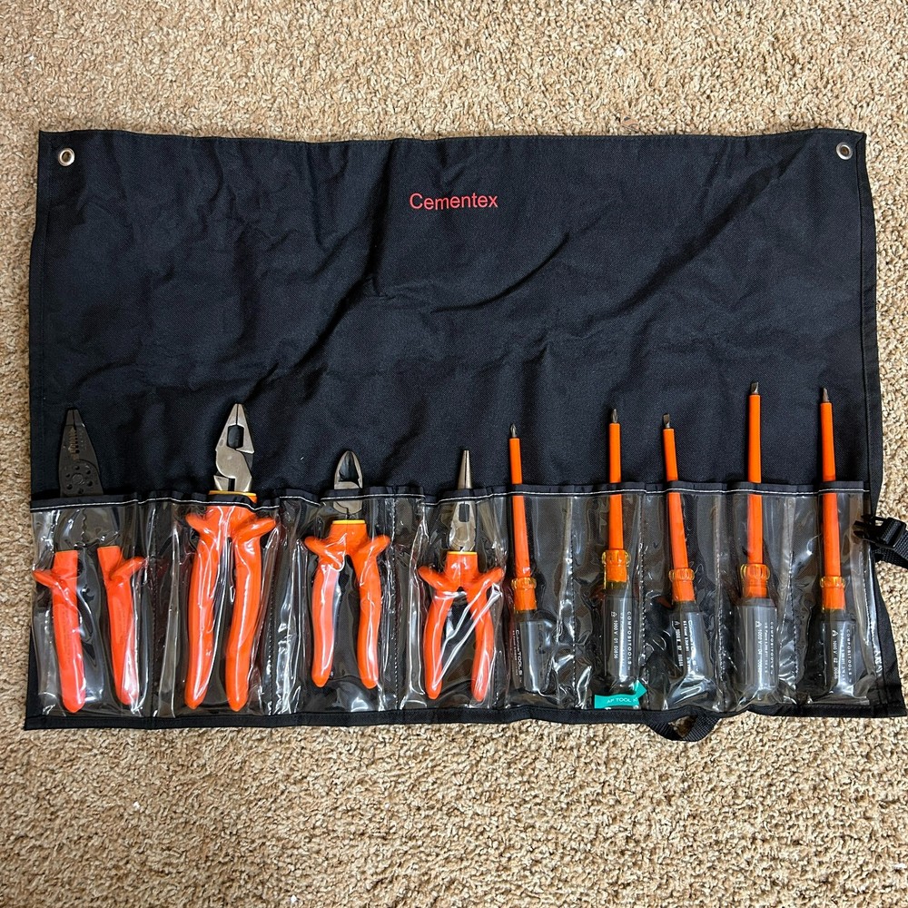 Cementex Basic Electrician's Tool Kit Set of 9 with Roll Case TR-9ELK