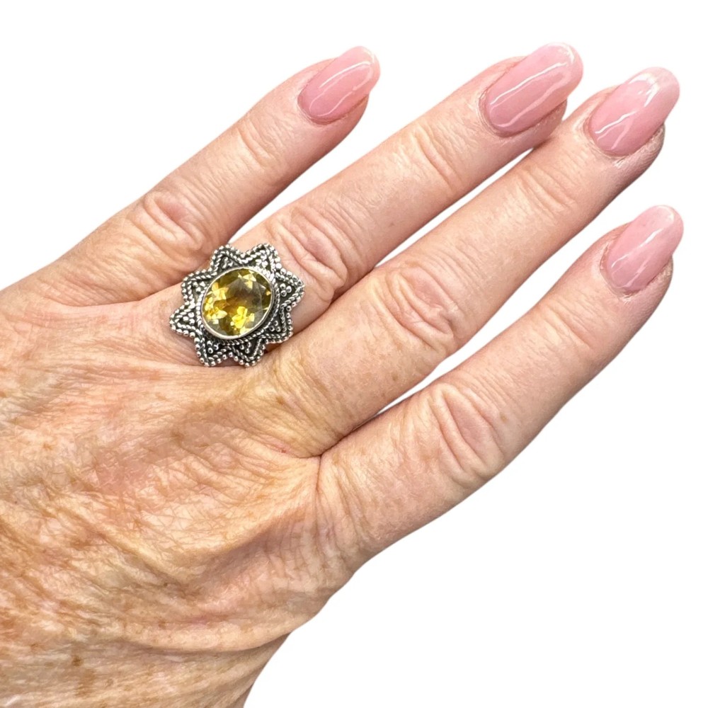 Citrine Solid 925 Sterling Silver Ring 7