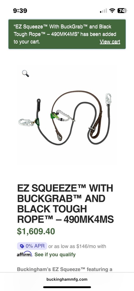 Buckingham BUCK Squeeze Lineman Tool Fall Restriction Kit. Read Description