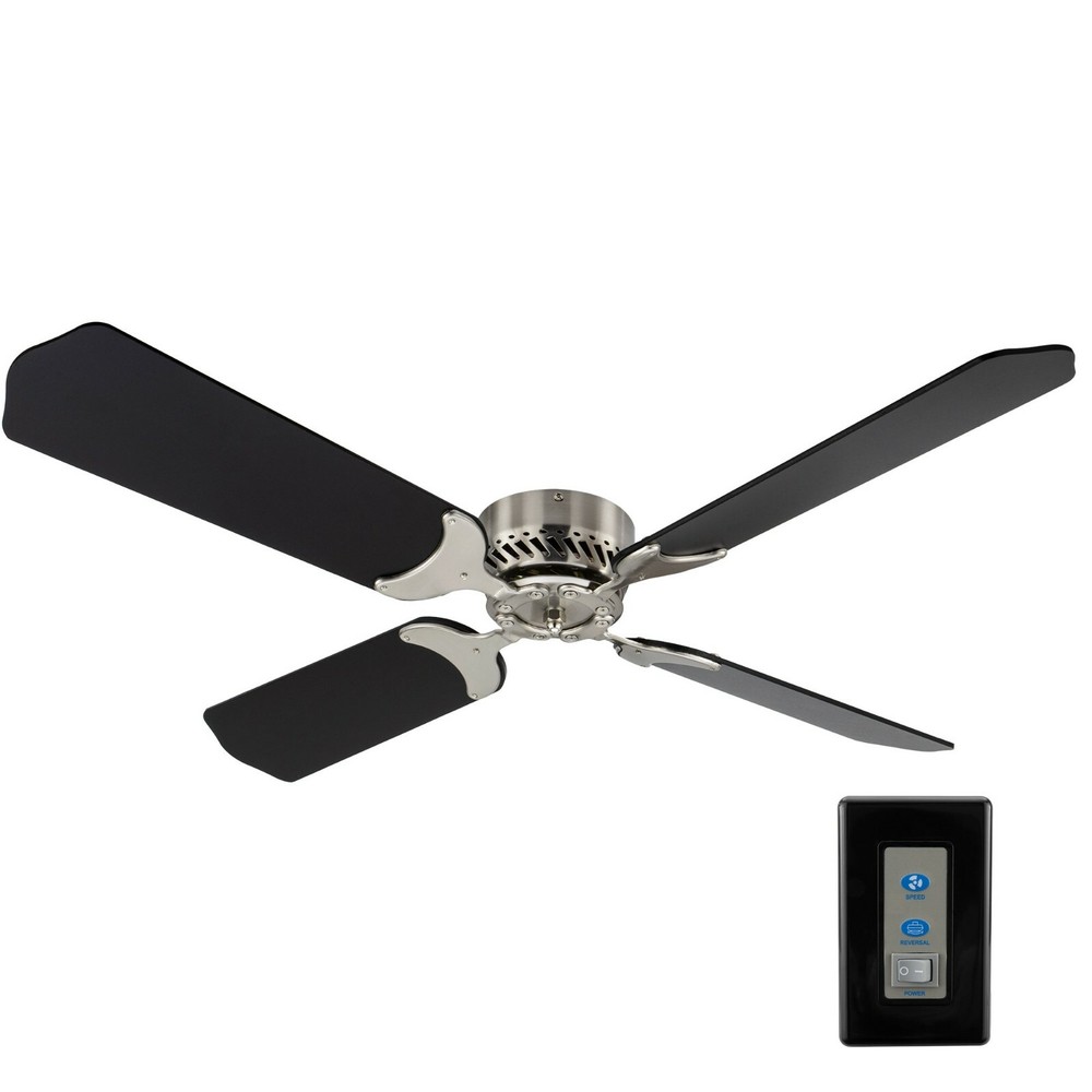 RV Ceiling Fan 12V 42" Brushed Nickel Finish 4 Blade with Wall Switch