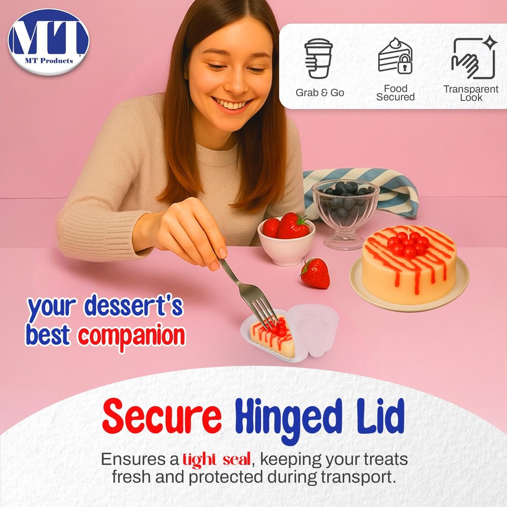 MT Products Individual Single Slice Pie & Cake Containers - Clear Plastic