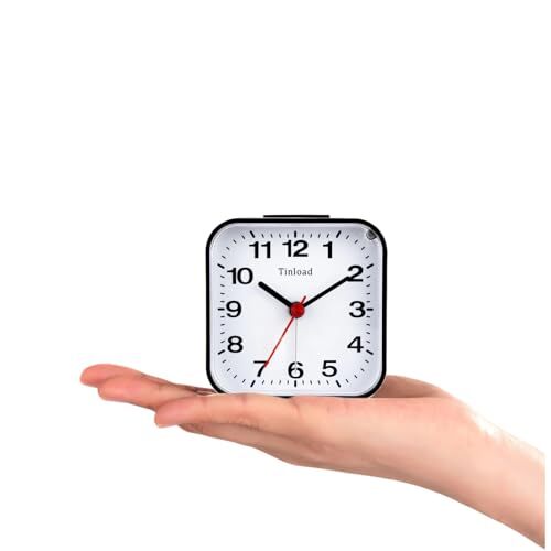 Tinload Small Battery Operated Analog Alarm Clock Silent Non Assorted Colors
