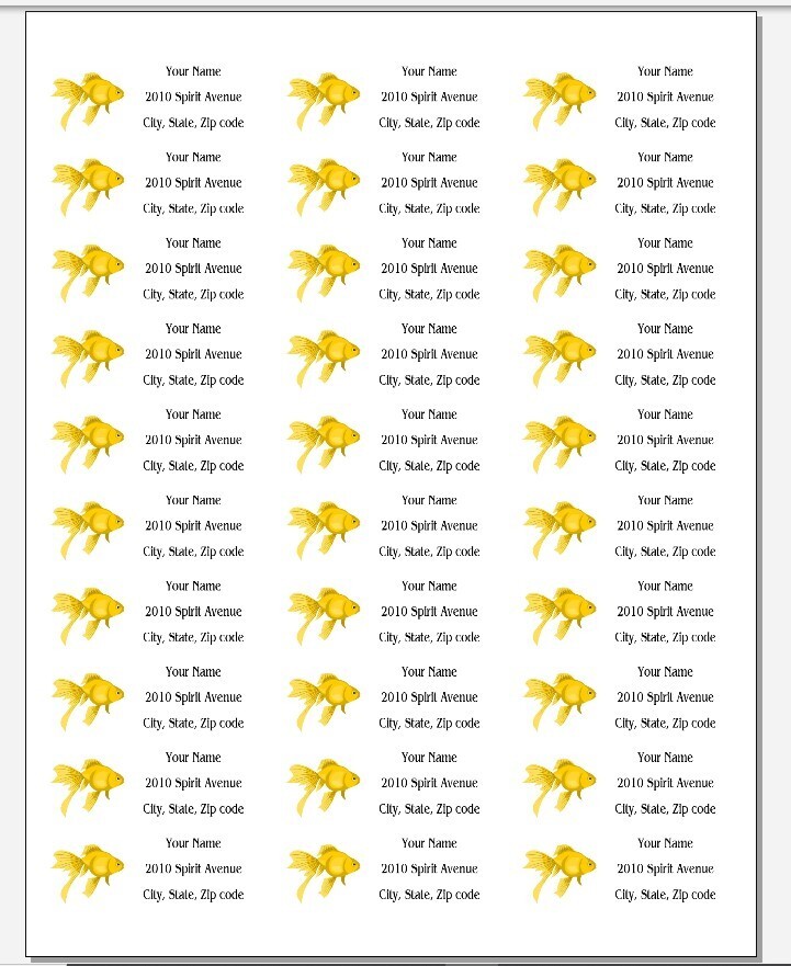 150 Goldfish Mailing Return Address Labels Personalized 1 x 2 5/8 in.