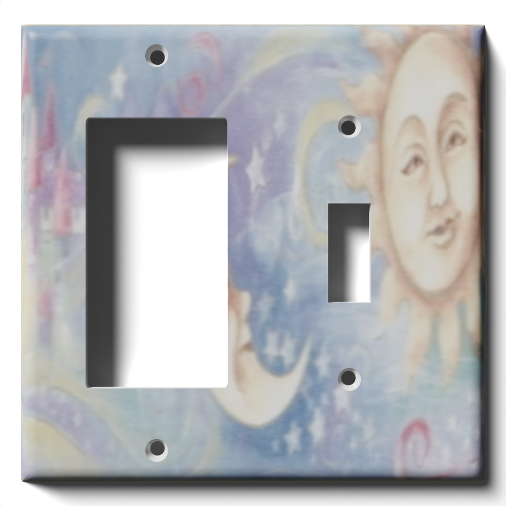 SnazzySwitch Sun And Moon Decorative Light Switch Plate Cover