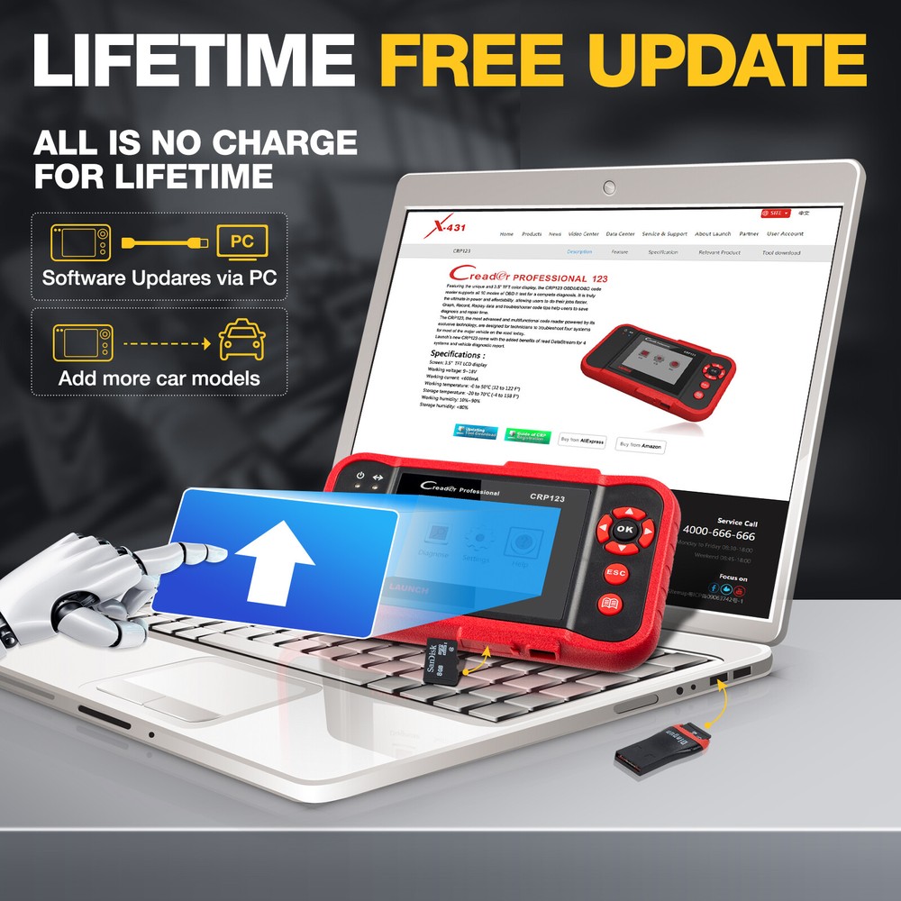 LAUNCH CRP123 Car OBD2 Scanner Diagnostic Scan Tool ABS SRS Engine Code Reader