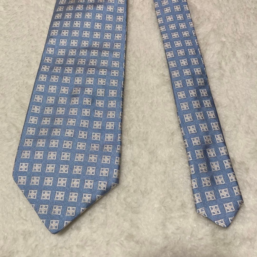 LANCEL PARIS Tie All over pattern 100% silk light blue