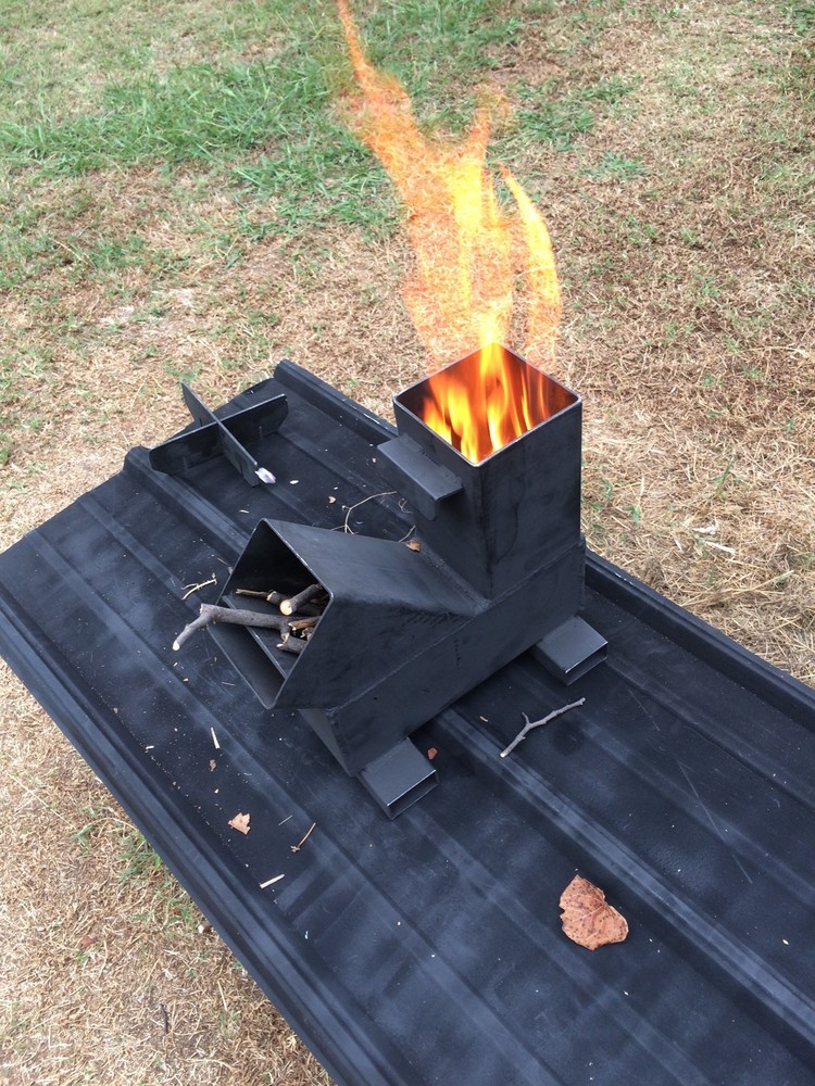 Gravity Feed Rocket Stove w/ caps by Outback Fabrications