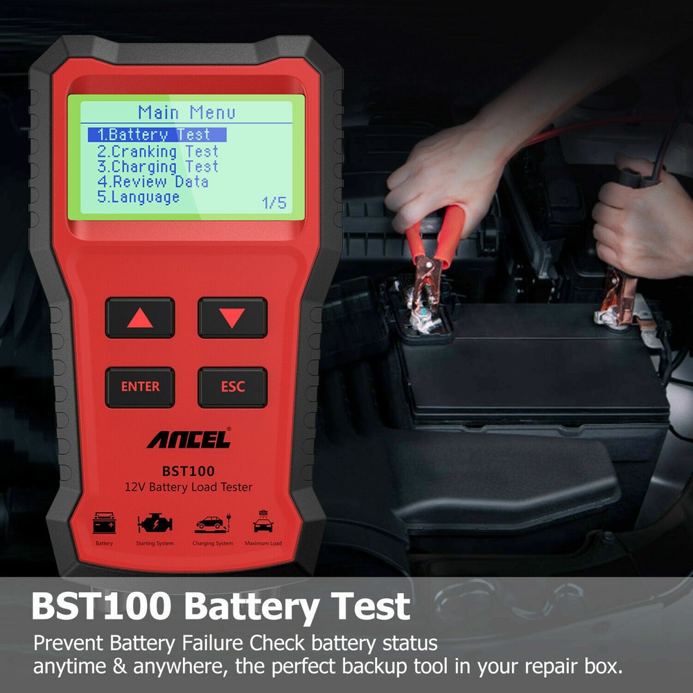 ANCEL BST100 Car Battery Tester Charger Analyzer 12V 2000CCA Load Battery Test