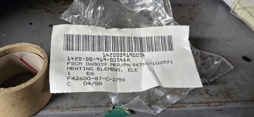 M.S.I HEATING ELEMENT 102591 4520-00-919-0054