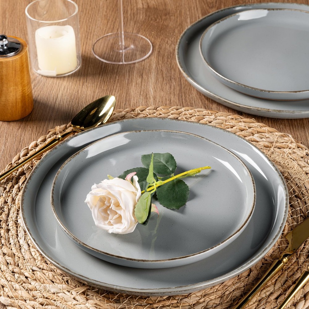 AmorArc Ceramic Dinnerware Sets for 4, 12 Pieces For 4(12Pcs), Limestone