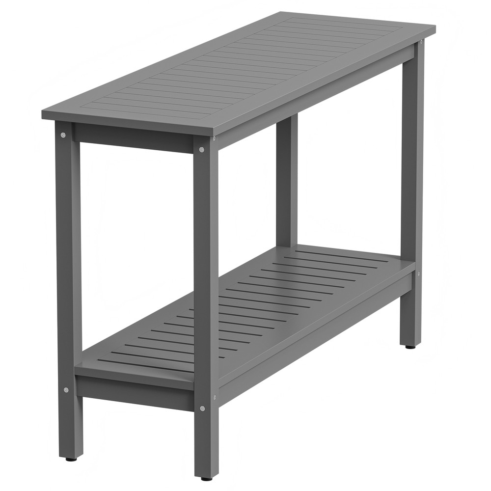 48'' Console Table Entryway Sofa Side Table w/ 2 Storage Shelves Organizer Gray