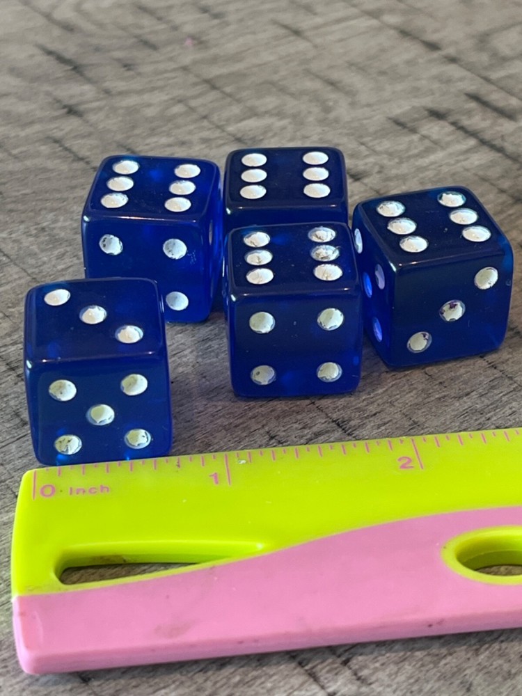 Blue translucent oversized 5 dice stick set 120123@