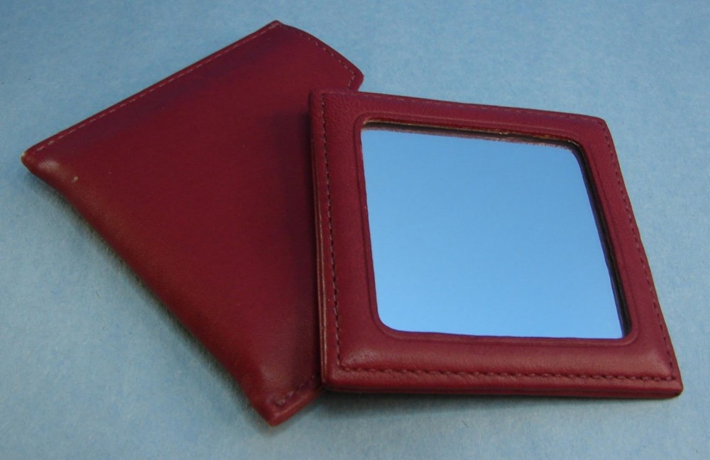 Coach Soft Red Leather Double Sided Mirror in Case VGUC