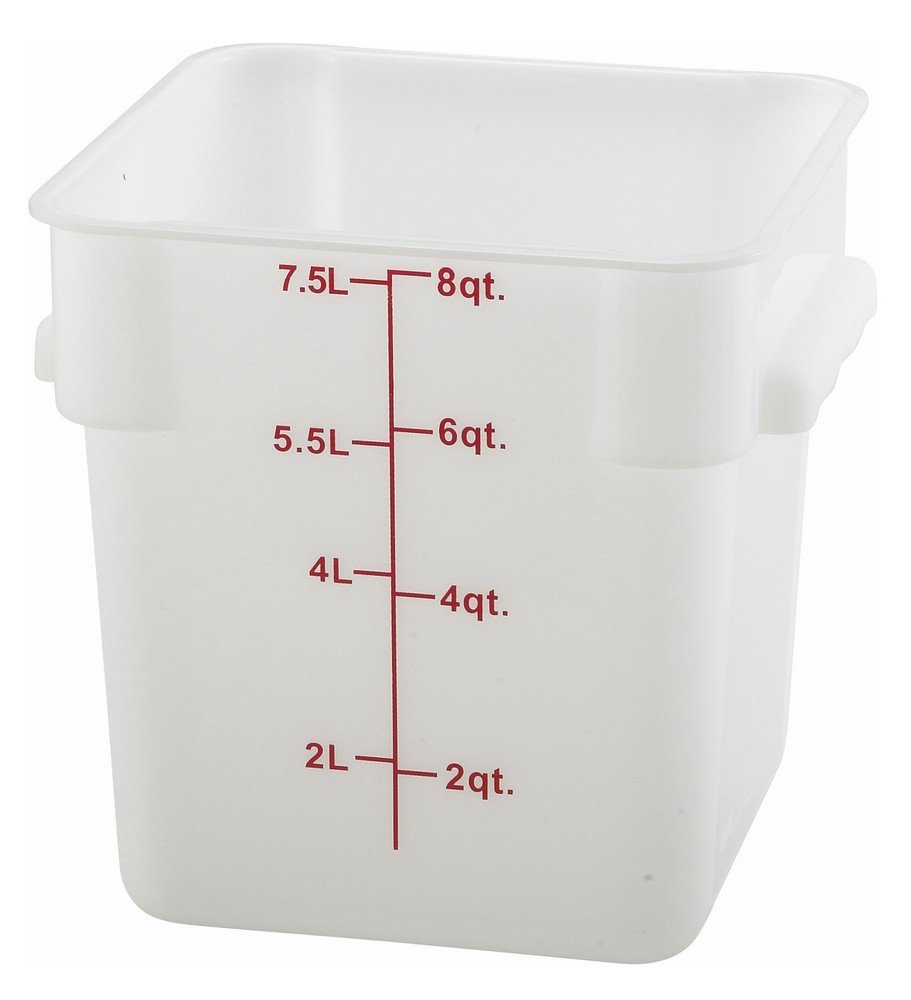 8qt Square Storage Container, Translucent, PP (12 Each)