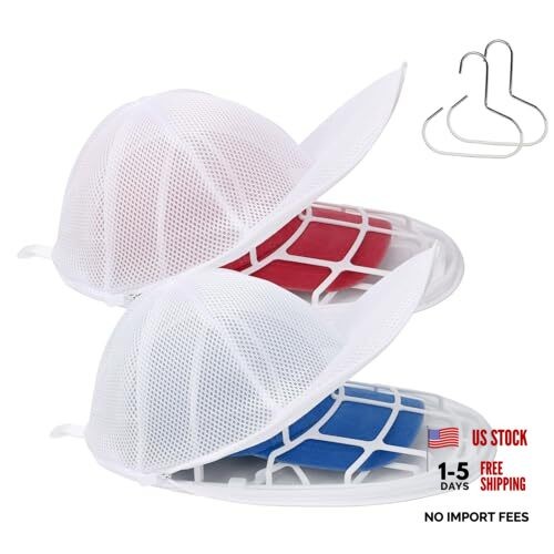 2 Pack Baseball hat Washer for Washing Machine - 2 Pack Hat Rack Hooks, White