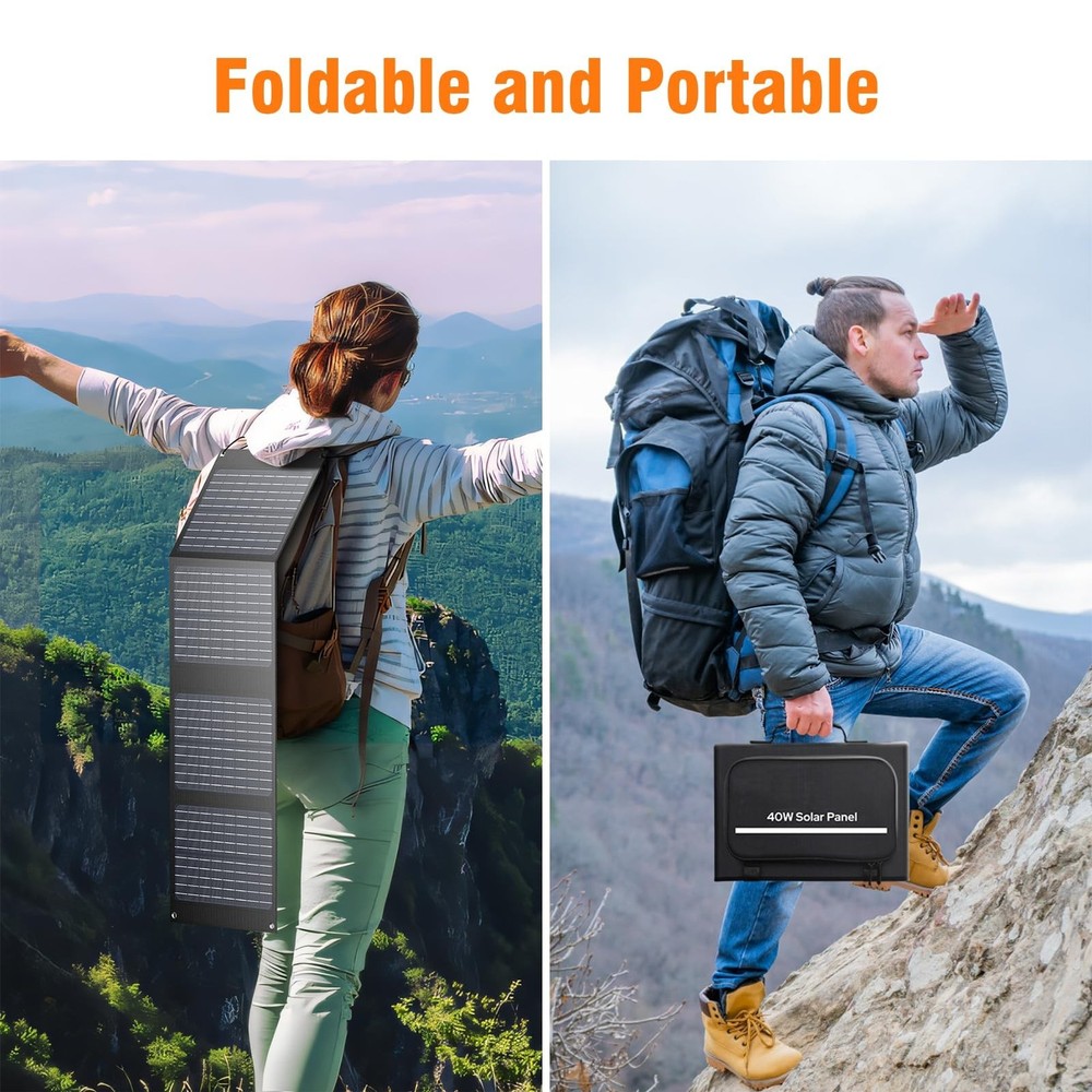 Portable Solar Panel Charger 40W Foldable Solar Panel for Portable Power Stat...